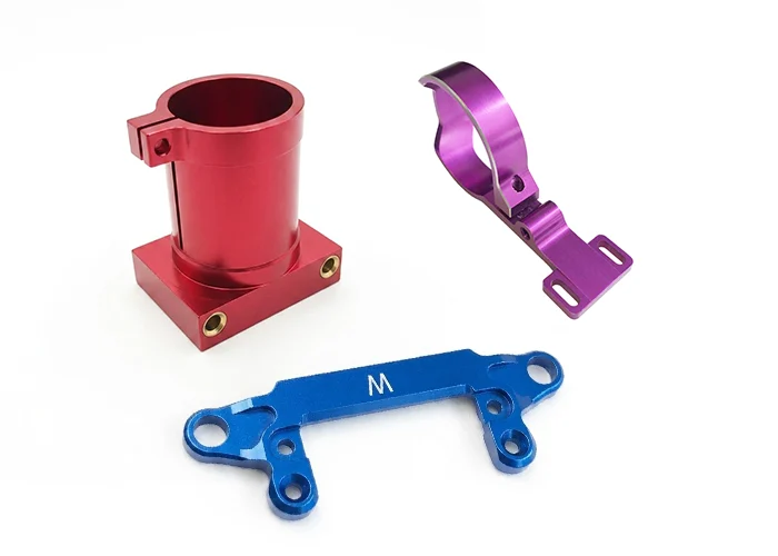 Representative color-anodized aluminum CNC machined components.